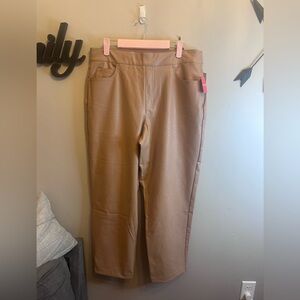 SPANX Women's Tan Faux Leather Pants